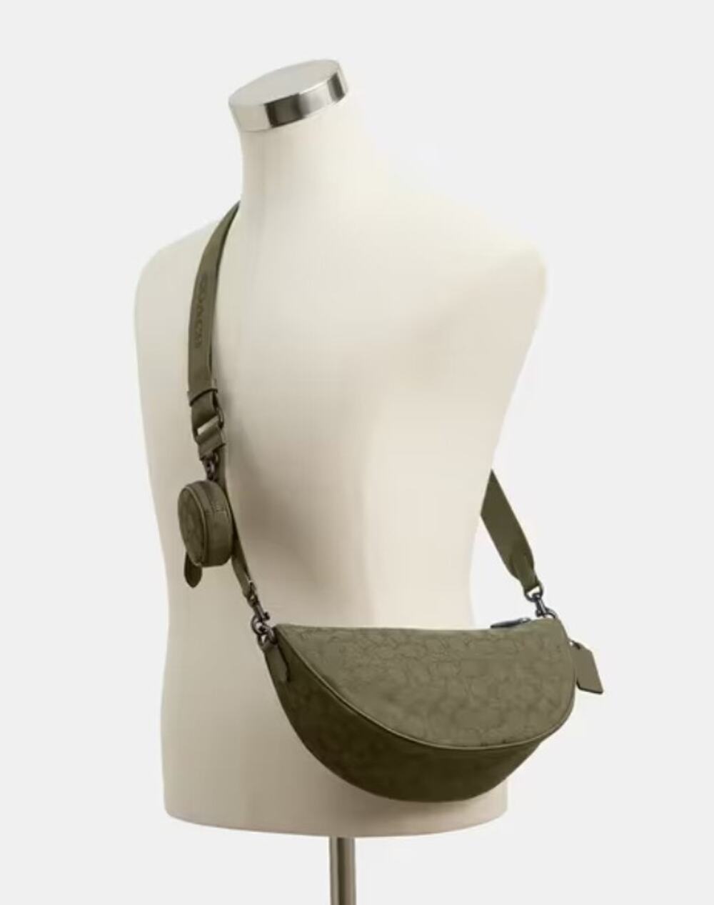 Coach Hall Soft Sling Bag Olive Signature Jacquard CAH95
